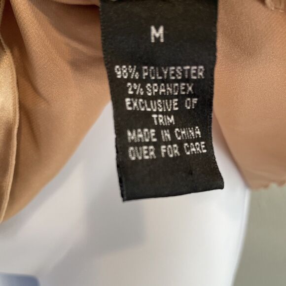 A Byer Y2K Satin Babydoll Tank Top Women M Gold Lace Fairy Glam Grunge Party - Picture 6 of 6